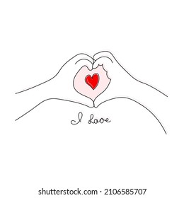 the heart is in the palms . it 's handwritten .signs and symbols.vector illustration.isolated on a white background.eps10.