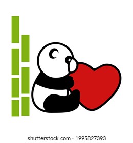 heart with a panda cutes design