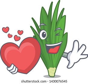 With heart pandan leaves in the cartoon shape