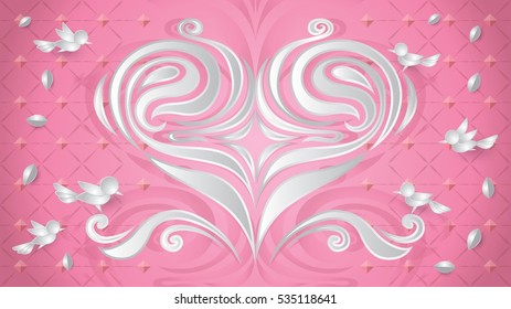 Heart paper art for background.