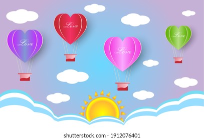 Heart paper art style pattern background for valentine, Vector illustration. Wallpaper, flyers, invitation, posters, brochure, banners.