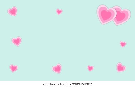 Heart paper cut background.Love symbol vector graphic illustration backdrop wallpaper.Valentine's day, wedding, love, anniversary, , marriage.Pink hearts on green background.