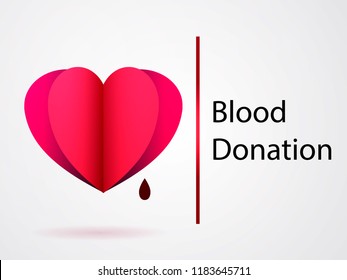 Heart with paper cut effect. Donor donation concept.  Vector illustration