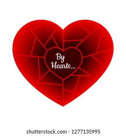 Heart in paper cut style with the inscription By hearts. For Valentine's Day. Vector