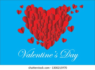 Heart Paper group to be a love's shape with blue background. Valentine's Day