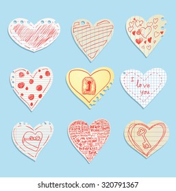   heart in paper note, vector illustration.