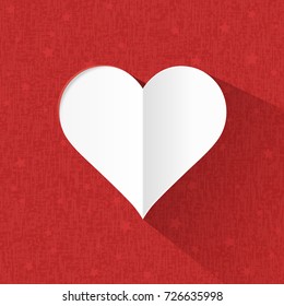 Heart paper on red background