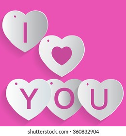  Heart Paper  With Shadow - vector illustration Postcard