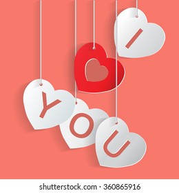  Heart Paper  With Shadow - vector illustration Postcard