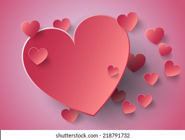 Heart Paper Sticker With Shadow Valentine's day vector illustration