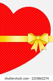 Heart from paper tied with paper ribbon. Vector illustration in paper cut style. Cute greeting card on Valentine's day.