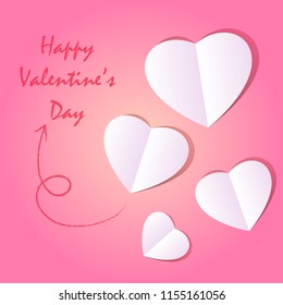 Heart paper valentine day message - Vector
