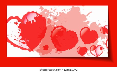 Heart from paper Valentines day card grunge background - vector illustration