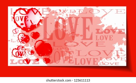 Heart from paper Valentines day card grunge background - vector illustration
