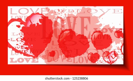 Heart from paper Valentines day card grunge background - vector illustration