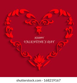 Heart from paper Valentines day card vector background 