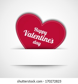 Heart from paper Valentine's day card vector background 