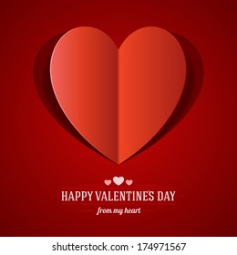 Heart from paper Valentine's day card vector background 