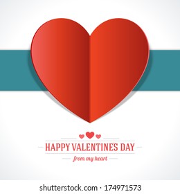 Heart from paper Valentine's day card vector background 