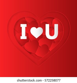 Heart from paper. Valentines day card