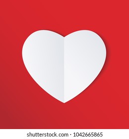 Heart paper vector icon, Love symbol. Valentine's Day sign, emblem isolated on white background. Favorite icon. A sign of love, faithfulness and compassion. Symbol of charity.