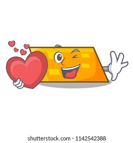 With heart parallelogram mascot cartoon style
