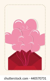 Heart and parcel illustration vector background, love concept, valentines day invitation, Greeting card, vector invitation