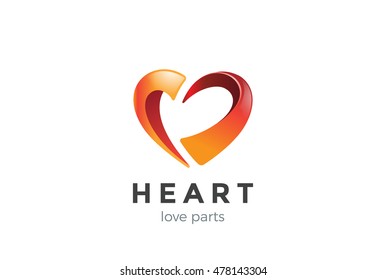 Heart parts 3D Logo design vector template.
Love Valentines day Logotype concept icon.