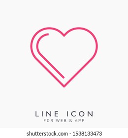 Heart and passion vector line pictogram icon.