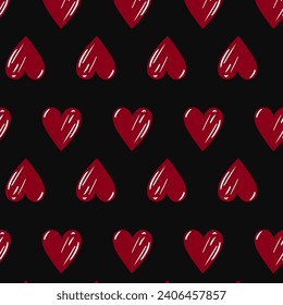 Heart Patten Repeating in Black and Red. Vector Illustration