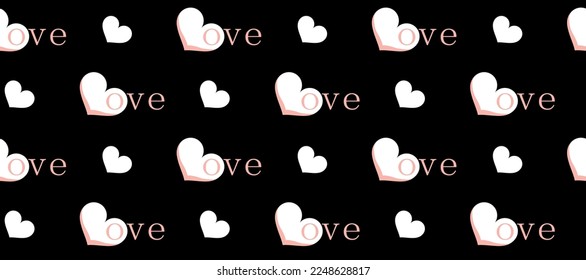 Heart pattern. Abstract love symbol on black background