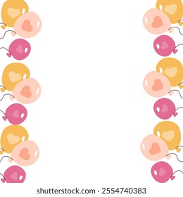 Heart pattern balloons on white background with vertical alignment.