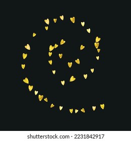 Heart Pattern. Beautiful Border For Mom. Wedding Frame. Yellow Happy Illustration. Special Concept For Present. Golden Modern Banner. Gold Heart Pattern.