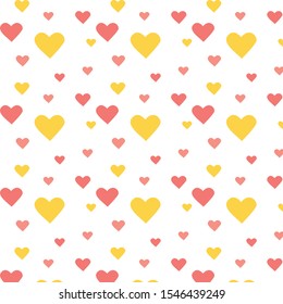 Heart pattern. Beautiful confetti hearts falling on background. Valentine's Day wallpaper in a cartoon style. Love concept for wrapping paper, textile and print design. Vector Eps. 8