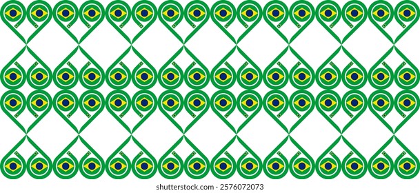 heart pattern of brazil flag. vector illustration