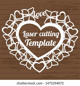 Heart pattern with butterflies for laser cutting