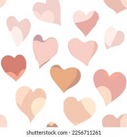 Heart pattern, cute doodle hearts seamless vector background, love spring ornament