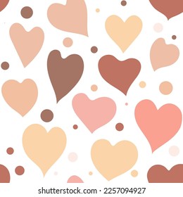 Heart pattern, cute doodle hearts seamless vector background, love spring ornament