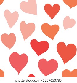 Patrón cardíaco, corazón lindo doodle corazón fondo vectorial sin costura, adoración de primavera amor