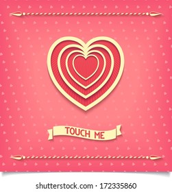 Heart with pattern and decorative ribbon. Touch me. Vector illustration eps10.