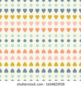 Heart pattern with dots. Geometric colourful vector seamless repeat design background.