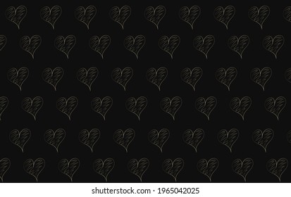 heart pattern with golden lines on a dark background. vector illustration