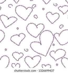 Heart pattern hand drawn ink brush. Vector fashion textile