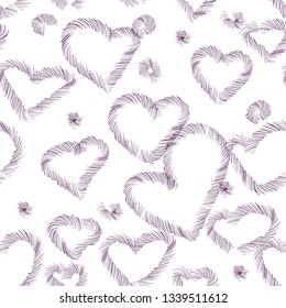 Heart pattern hand drawn ink brush. Vector fashion textile