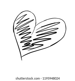 Heart pattern. Hand drawn heart isolated on white background. Vector illustration for your graphic design, pattern, icon, calligraphy. Vector illustration.