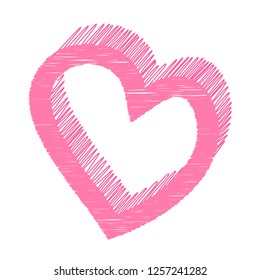 Heart Pattern Hand Drawn Heart Sketch Isolated On A White Background. Vector Sketch Style Illustration. Unique Pattern Design For Happy Valentines Day Greeting Card, Brochures, Web, Printed Materials