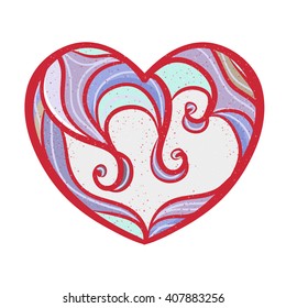 Heart with a pattern inside. Vector  design elements, isolated on a white background.