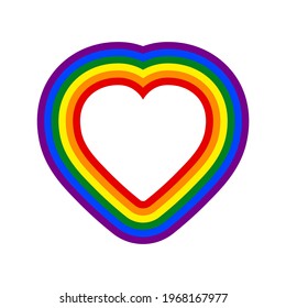 Heart pattern with LGBT pride flag on white background.