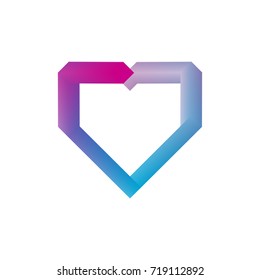 Heart pattern light inscription. Color pattern of a heart in a gradient. Vector illustration eps 10