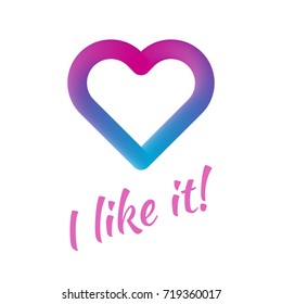 Heart pattern light inscription. Color pattern of a heart in a gradient. Vector illustration eps 10